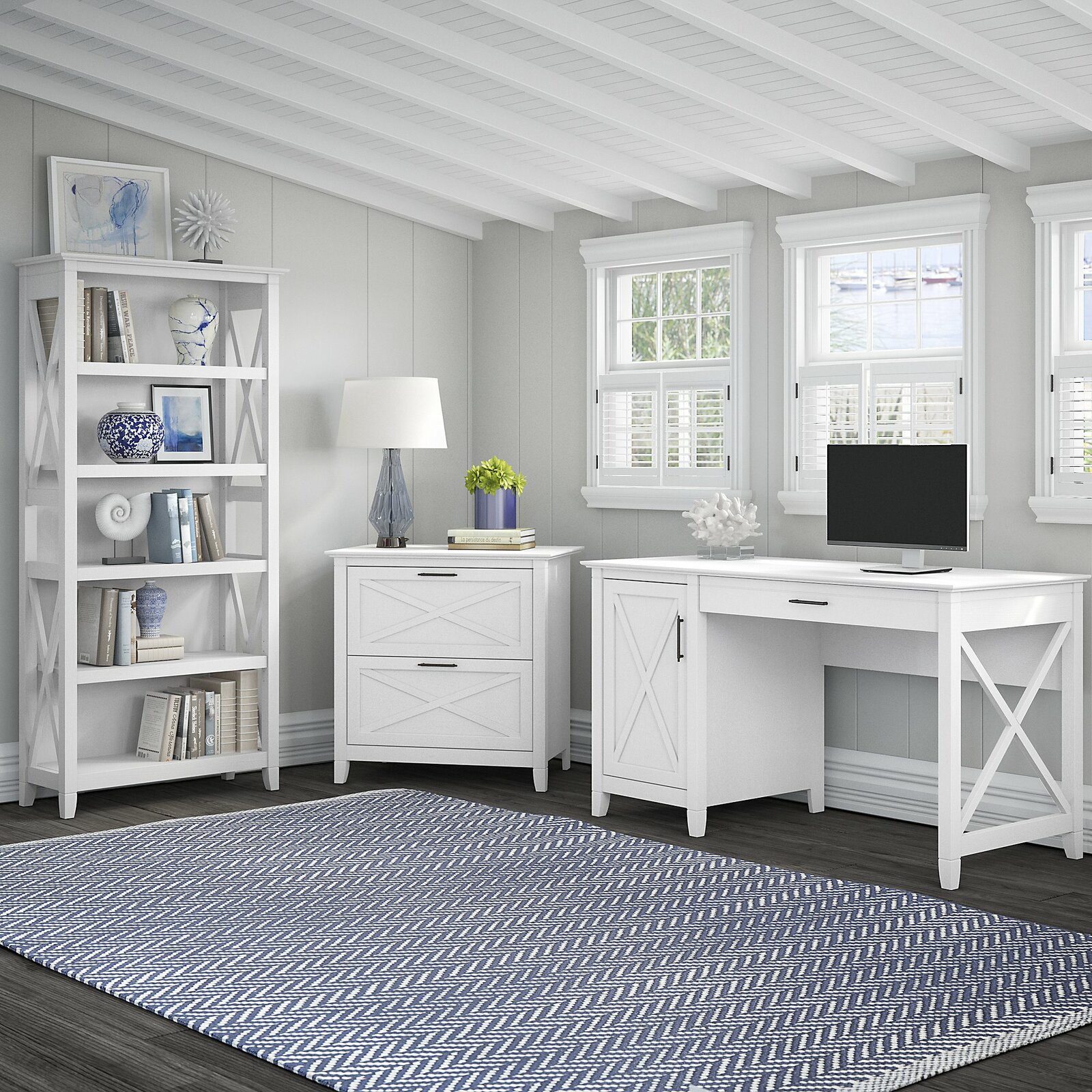 【Furniture】Veda 3 Piece Rectangular Computer Desk Office Set