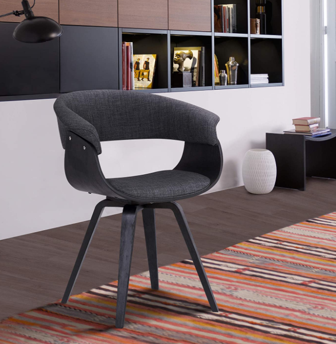 Armen Living Summer Chair in Charcoal Fabric and Walnut Wood Finish, 31" x 25" x 22"