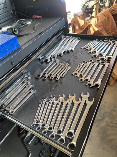 15-Drawer Tool Chest and Rolling Cabinet Combo with LED Light in Matte Black