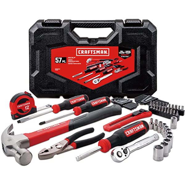 CRAFTSMAN Home Tool Kit / Mechanics Tools Kit, 57-Piece (CMMT99446) 57-Pieces Home Tool Kit