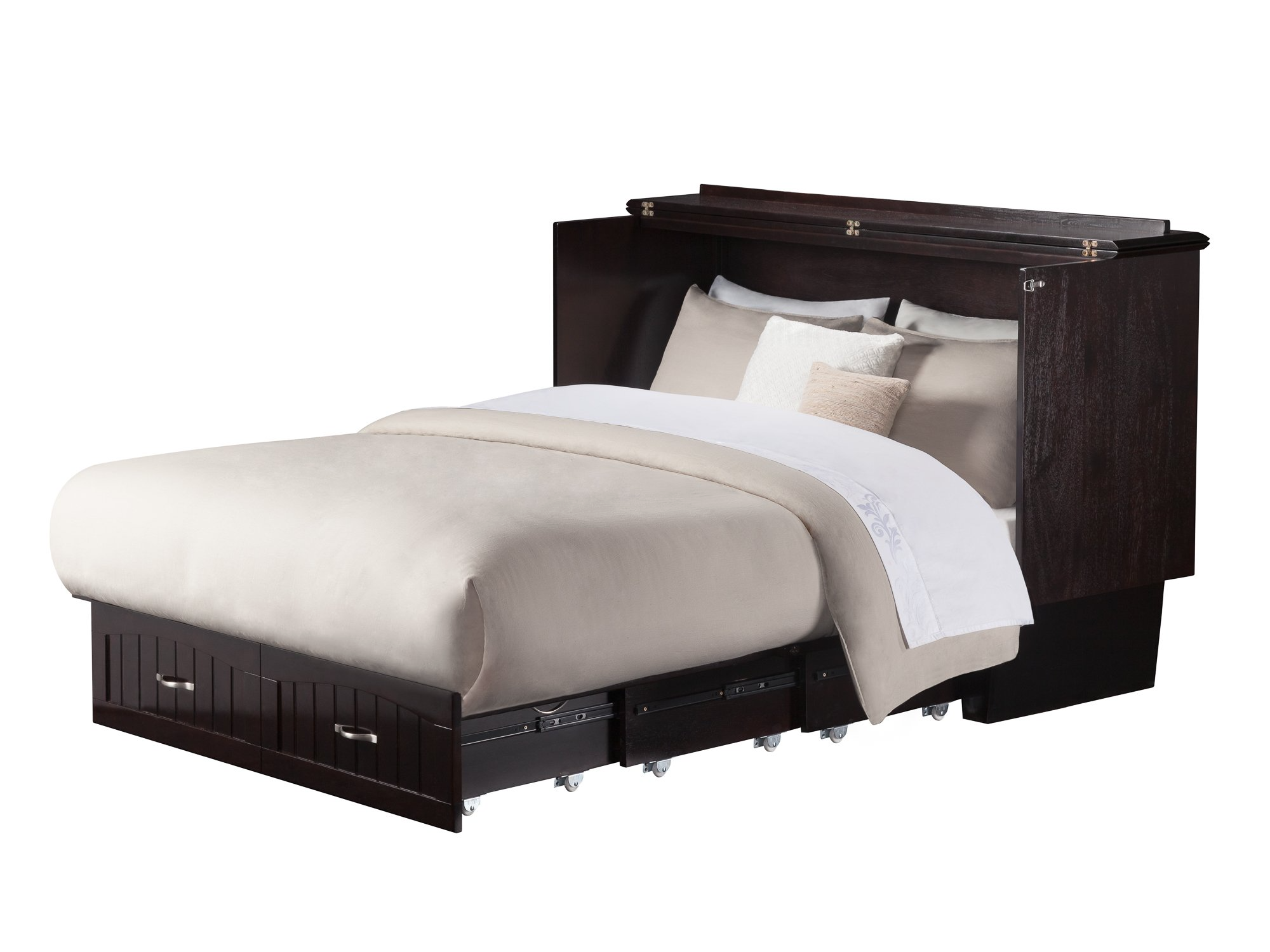 【Furniture】Atlantic Furniture Nantucket Murphy Bed Chest with Charging Station & Mattress, Queen, Espresso