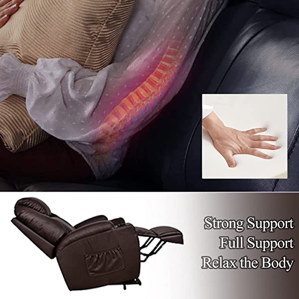 JOVNO Power Lift Recliner Chair Single Living Room Sofa with Massage,Home Theater Seating with Heat and Vibration Sofa Back and Detachable Armrest (Brown)