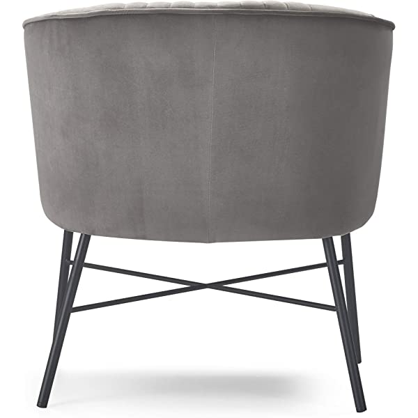 Adore Decor Leone Upholstered Accent Chair Velvet Tufted Comfy Back Cushion Club Armchair, Modern Living Room Furniture for Small Spaces, Comfortable Gray