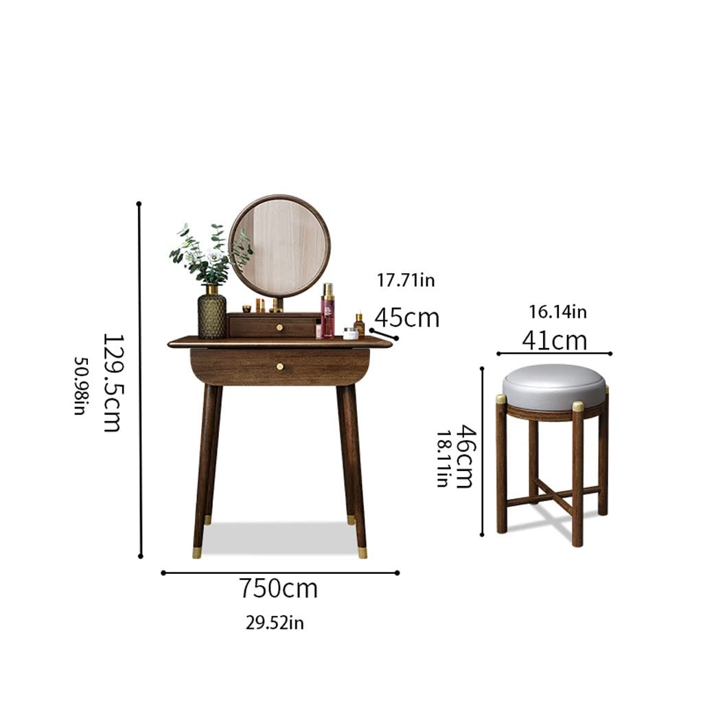 【Furniture】Bedroom Table Vanity Desk Set Wooden Dresser Ladies Dresser with Stool, Drawer, Mirror Dresser Desk