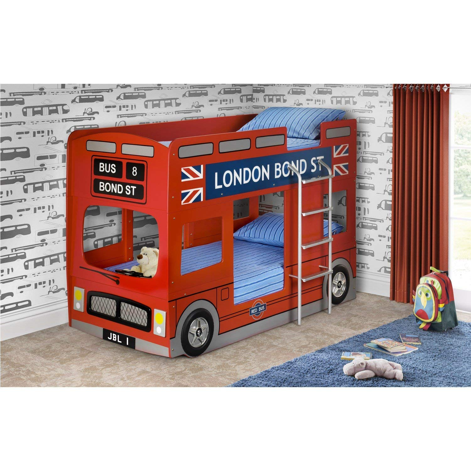 【Furniture】London Bunk Bed, Red, Single