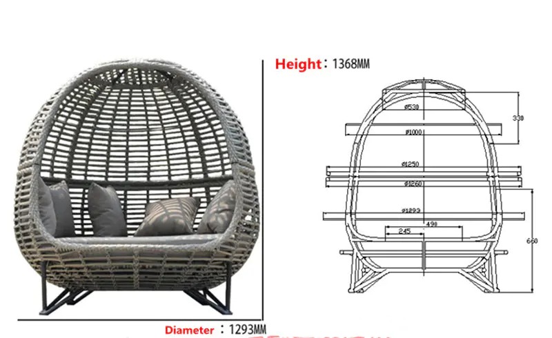 【Home&Garden】Metal frame with Wicker Patio Sunbed,outdoor Daybed for poolside,garden ,grey color ,can customized
