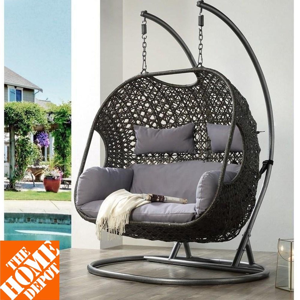 2022 Patio Wicker Swing Chair With Stand Rain Cover Included-Limited To 2 Sets