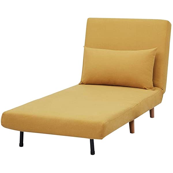 GIA Tri-Fold Sofa Bed, With Pillow, Yellow Yellow With Legs
