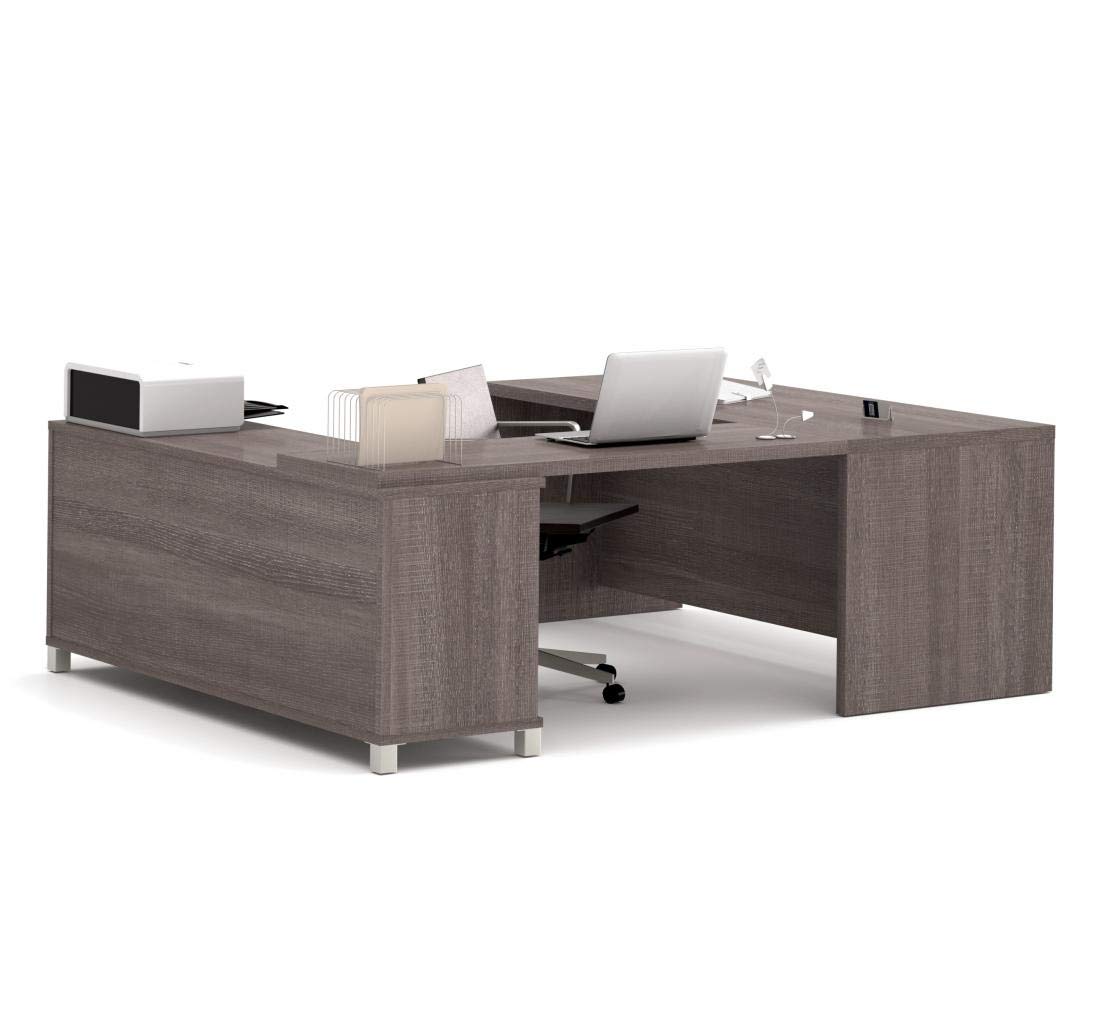 【Furniture】Bestar Pro-Linea U-Desk, Bark Grey