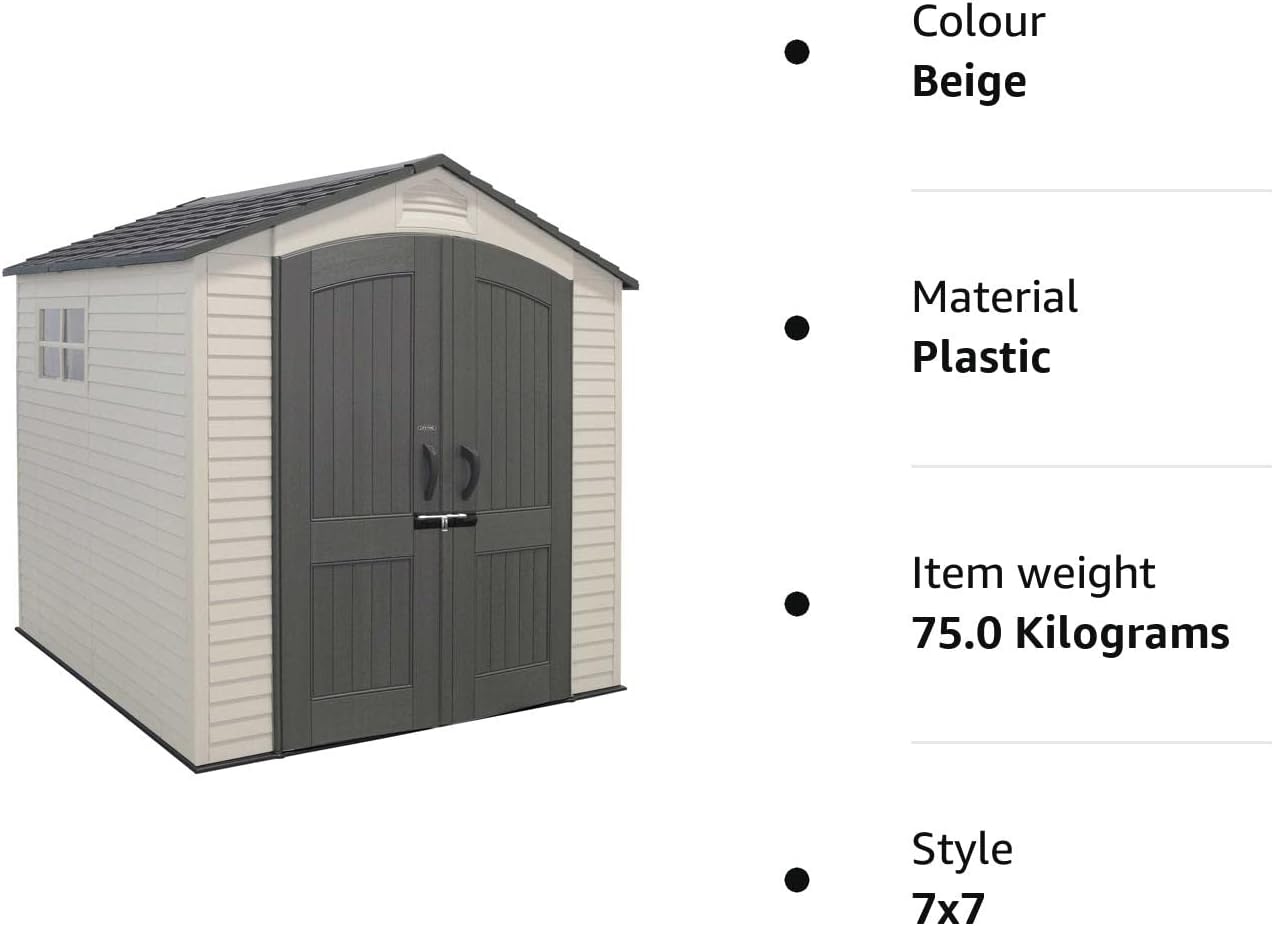 Lifetime 60190 7 x 7ft Heavy Duty Plastic Shed, Beige
