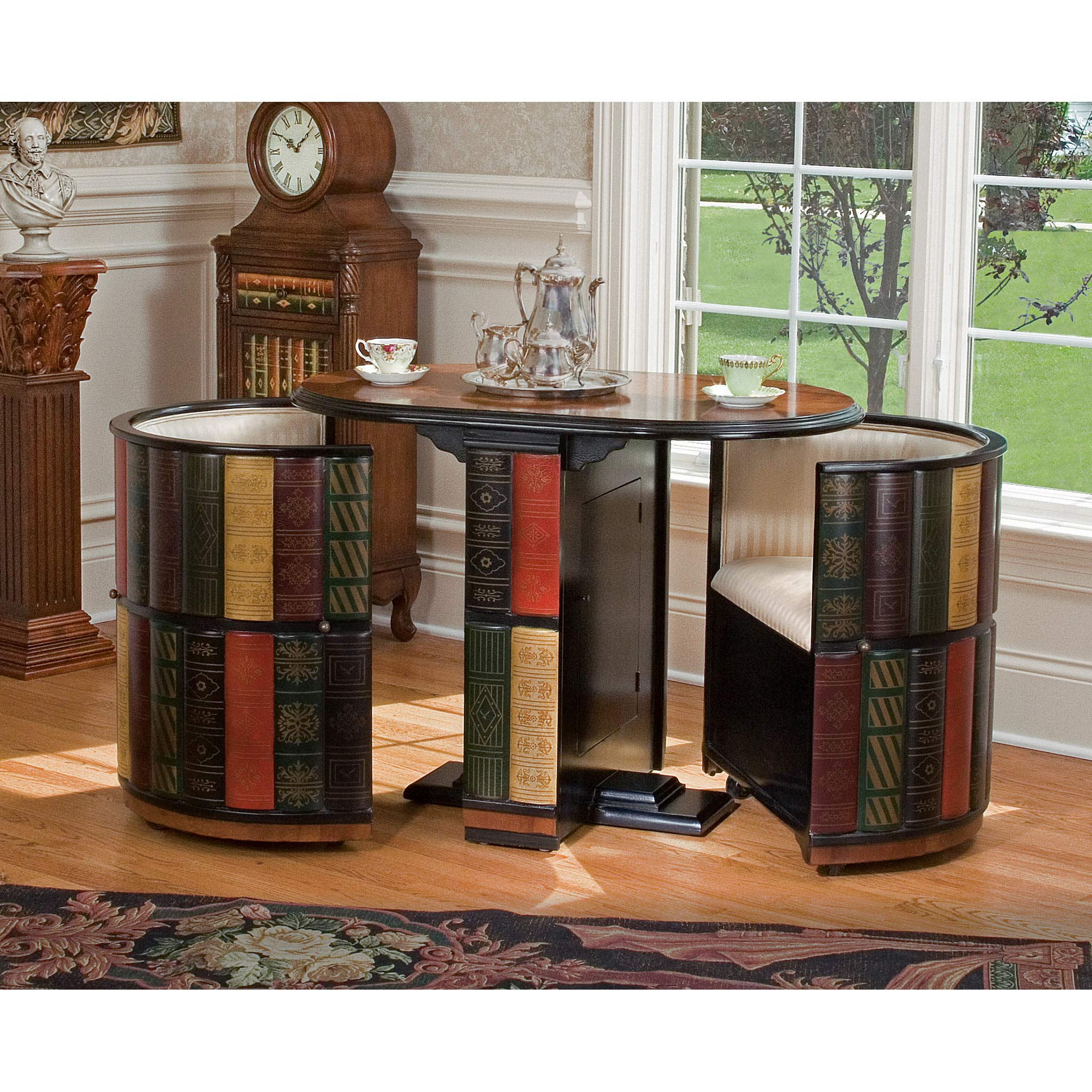 【Furniture】Nettlestone Library Nested Table and Chair Set with Storage MDF Wood, 41", Full Color