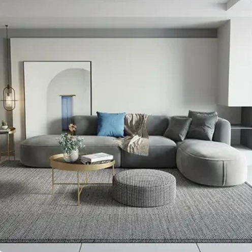 136" L-Shaped Sectional Corner Modern Modular Sofa with Pillows in Gray