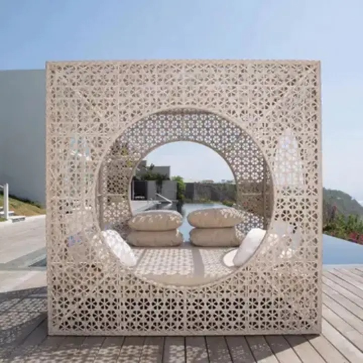 【Home&Garden】Outdoor bed rattan sofa seaside villa club bed bed beach creative handmade bird