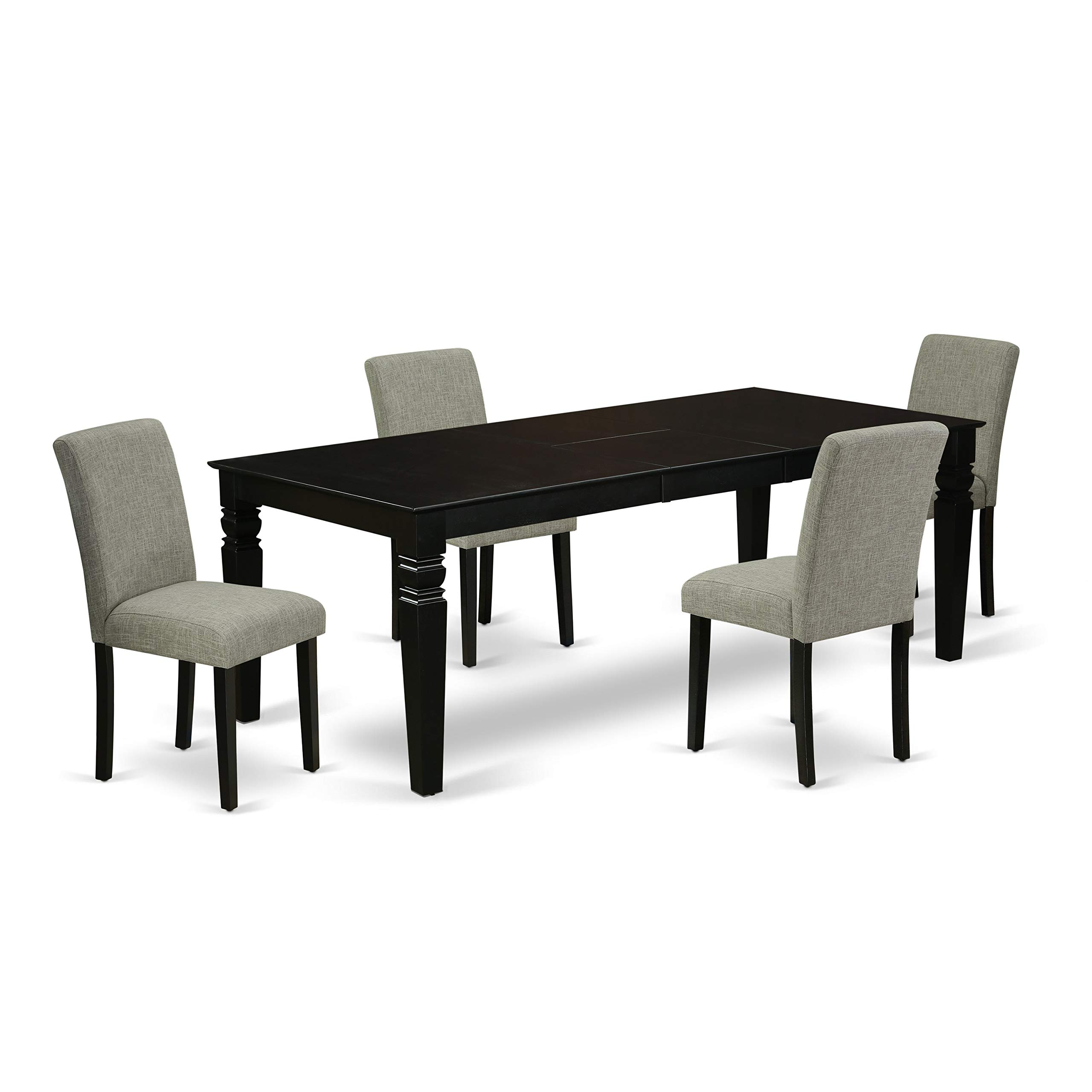 【Furniture】5Pc Rectangular 66/84 Inch Table with 18" Leaf & 4 Parson Chairs
