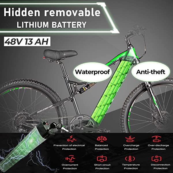 Electric Mountain Bikes for Adults 27.5'' Electric Bicycle, Hydraulic Brakes, 500W Ebike with13ah Removable Lithium Battery Moped Cycle, Full Suspension E-MTB, Professional 9-Speed Gears GREY