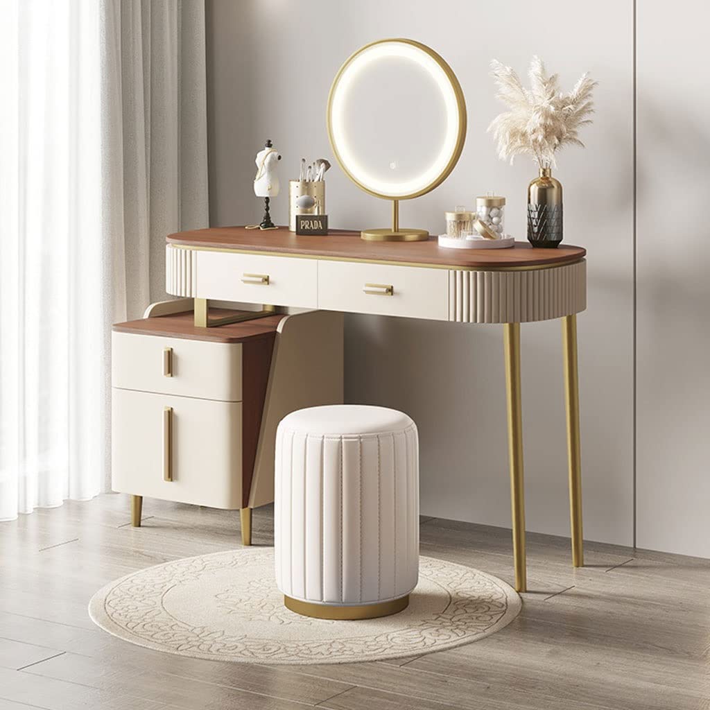 【Furniture】Roundhill Furniture Ashley Silver Wood Dresser and Stool Set, Silver