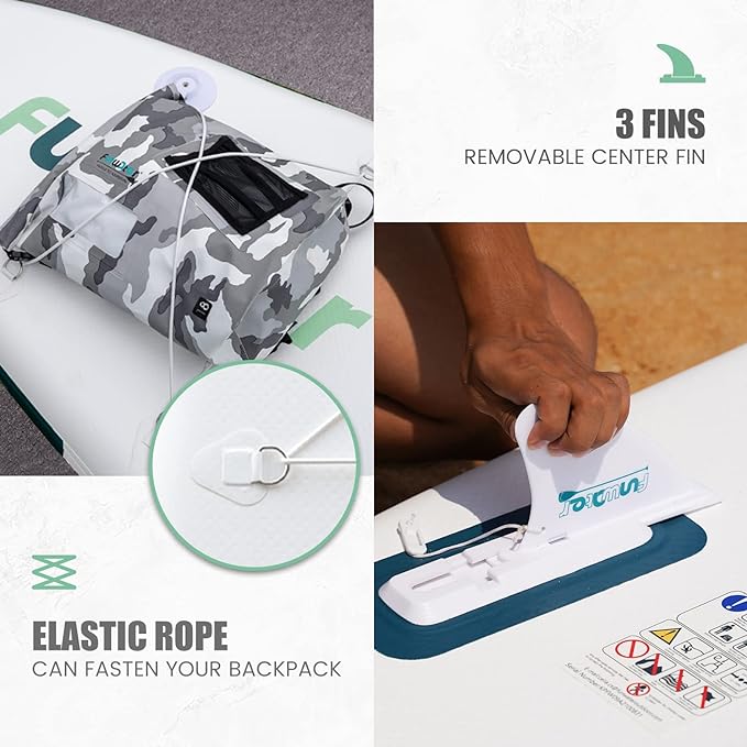 FunWater Inflatable Stand UP Paddle Board Ultra-Light Green Pink Everything Included ISUP, Adj Paddle, Pump, SUP Backpack, Leash, Waterproof Bag, Non-Slip Deckpad Youth