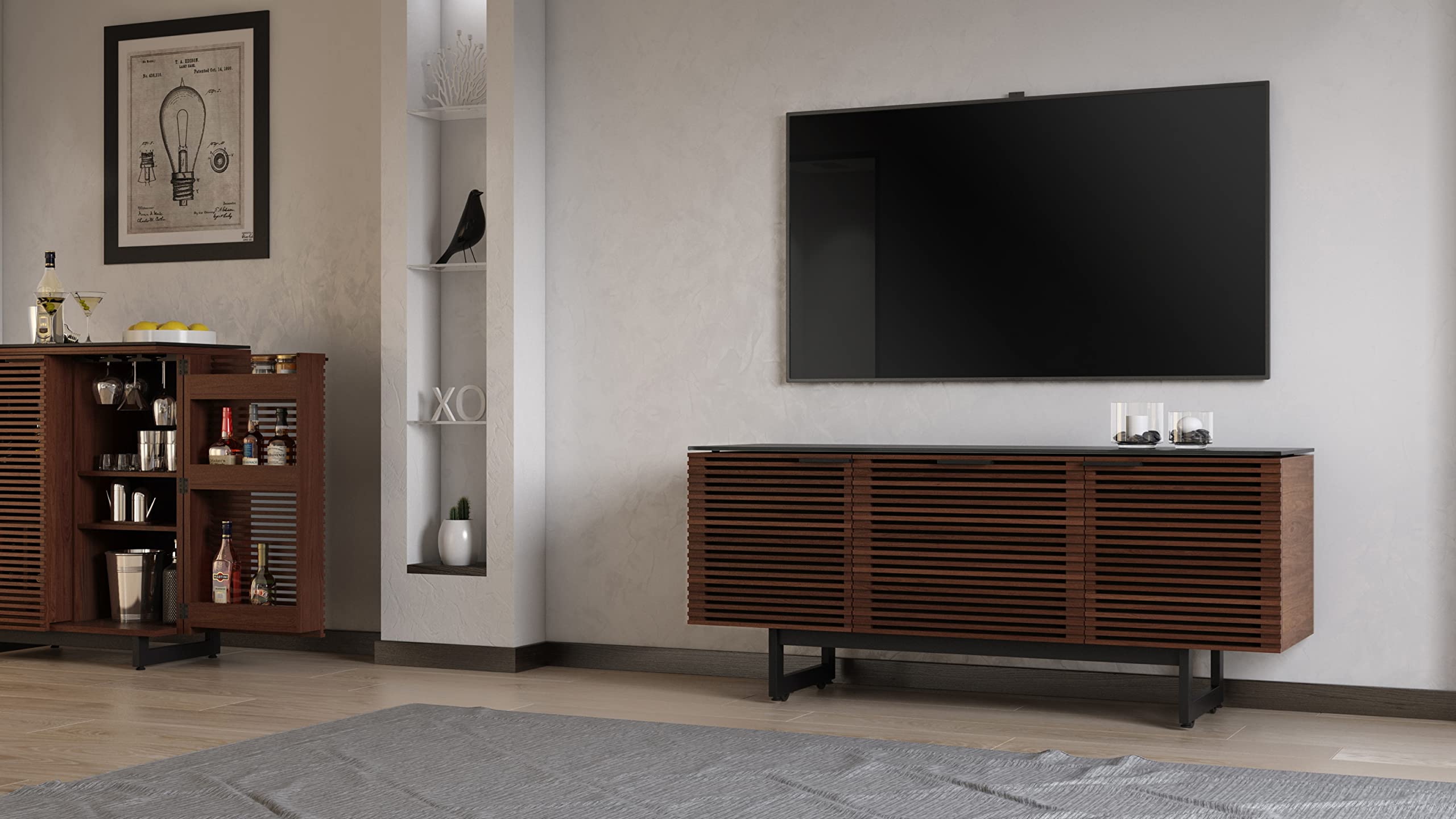 【Furniture】BDI Corridor 8177 Triple-Width Media Console with Drawer, Charcoal