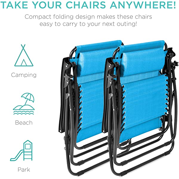 Best Choice Products Set of 2 Adjustable Steel Mesh Zero Gravity Lounge Chair Recliners w/Pillows and Cup Holder Trays - Burgundy