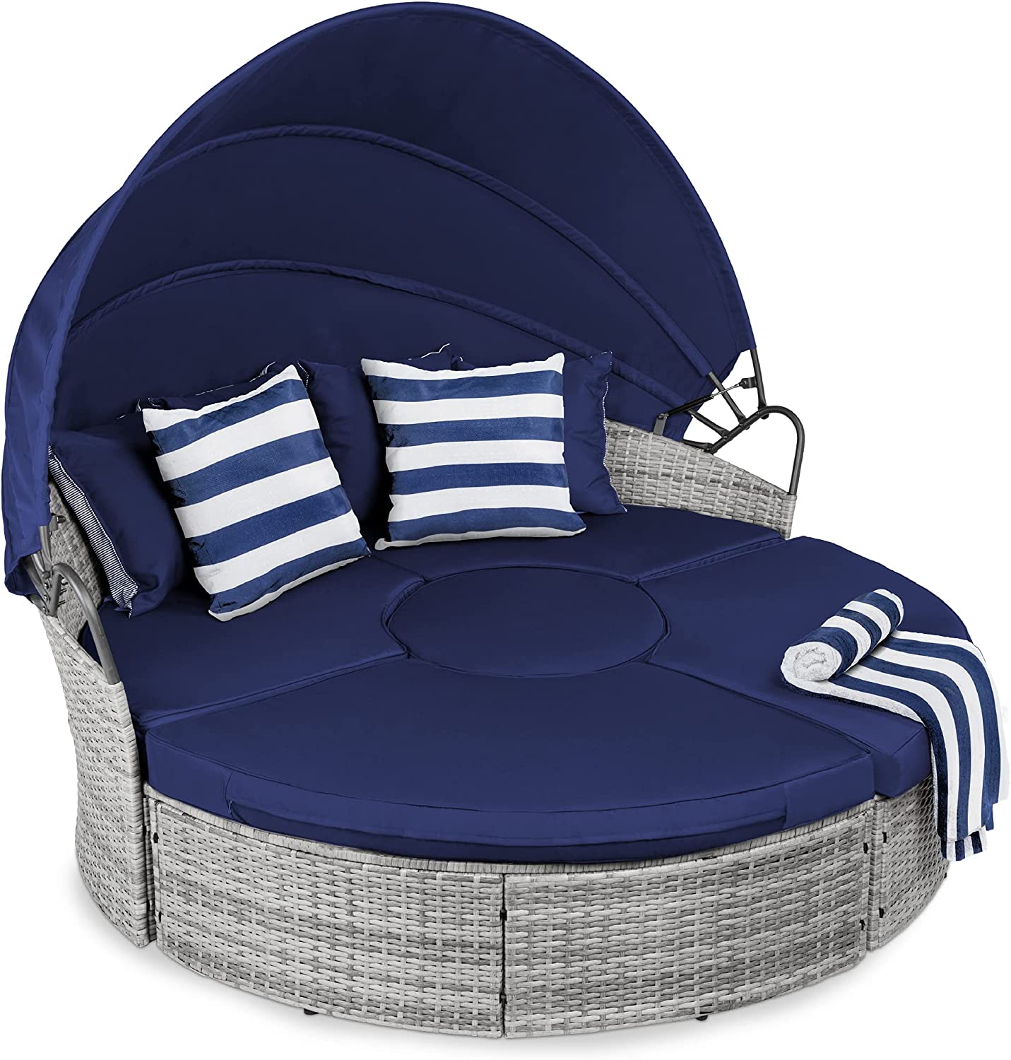 Best Choice Products 5-Piece Modular Patio Wicker Daybed Sectional Conversation Lounger Set w/ 2-in-1 Setup