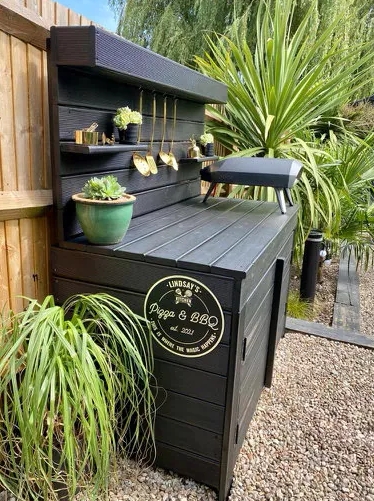 Outdoor Pizza oven kitchen pizza server BBQ table with full Cupboard