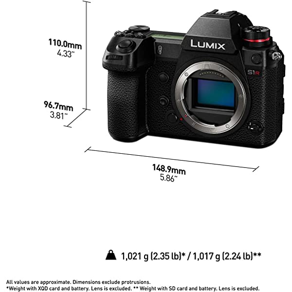 Panasonic LUMIX S1R Full Frame Mirrorless Camera with 47.3MP MOS High Resolution Sensor, 24-105mm F4 L-Mount S Series Lens, 4K HDR Video and 3.2” LCD - DC-S1RMK w/ 24-105mm Base