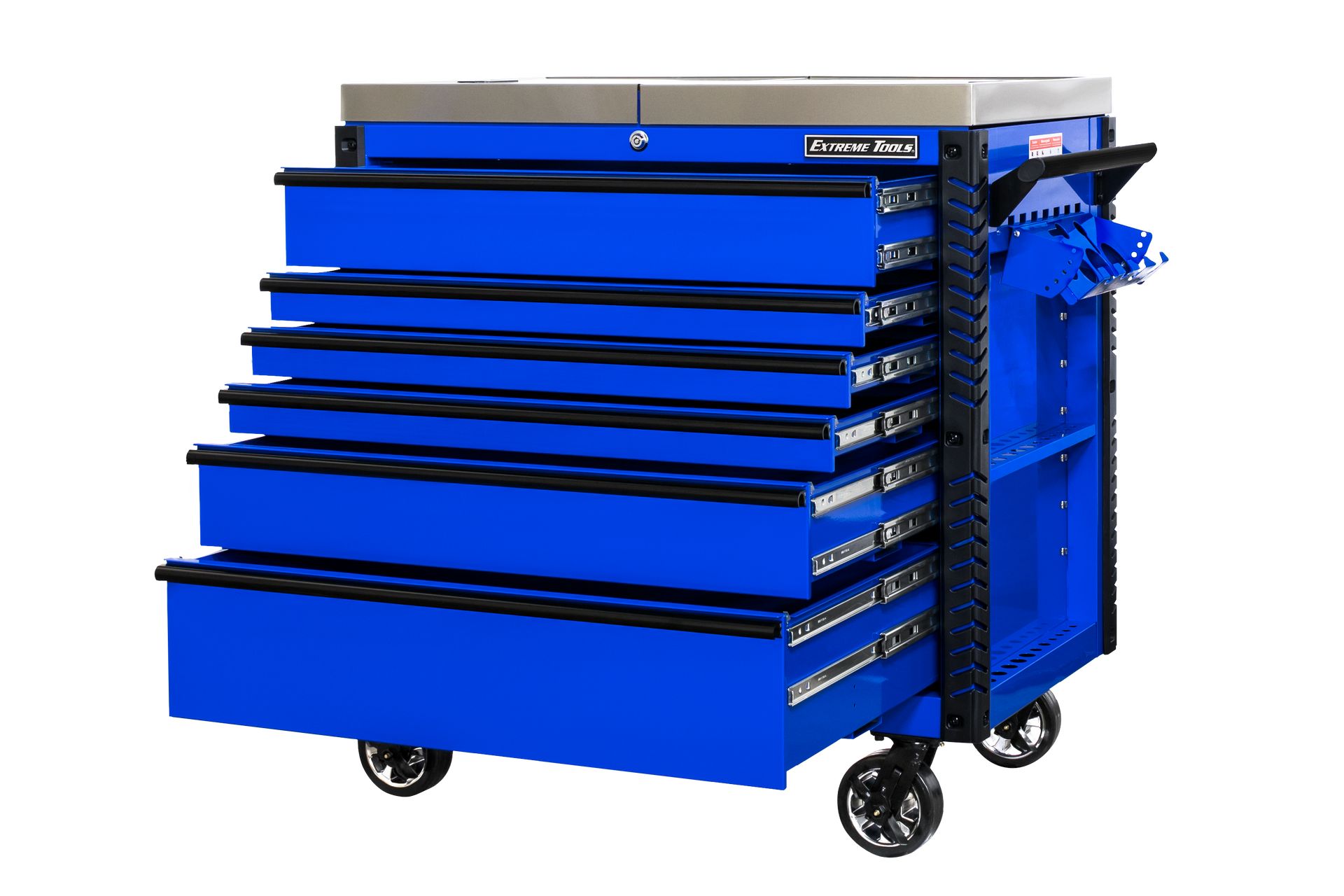 used toolboxExtreme Tools 41 6-Drawer Deluxe Tool Cart with Pry Bar Holders And Stainless Steel Slide Top