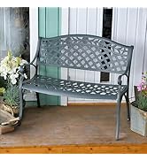 Lazy Susan Rose Metal Garden Bench, 2-Seater in Slate, Weatherproof Aluminium Garden Bench | Cast...