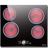 Noxton Ceramic Hob 4 Zone, Electic Ceramic Hob 60cm Cooktop Built in Hot Plate Black Glass Cooker...