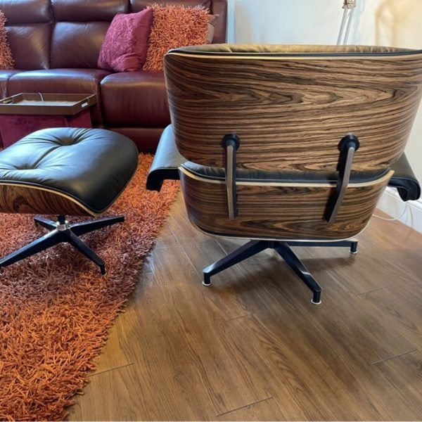 33” WIDE TUFTED GENUINE LEATHER FULL GRAIN LEATHER SWIVEL LOUNGE CHAIR AND OTTOMAN