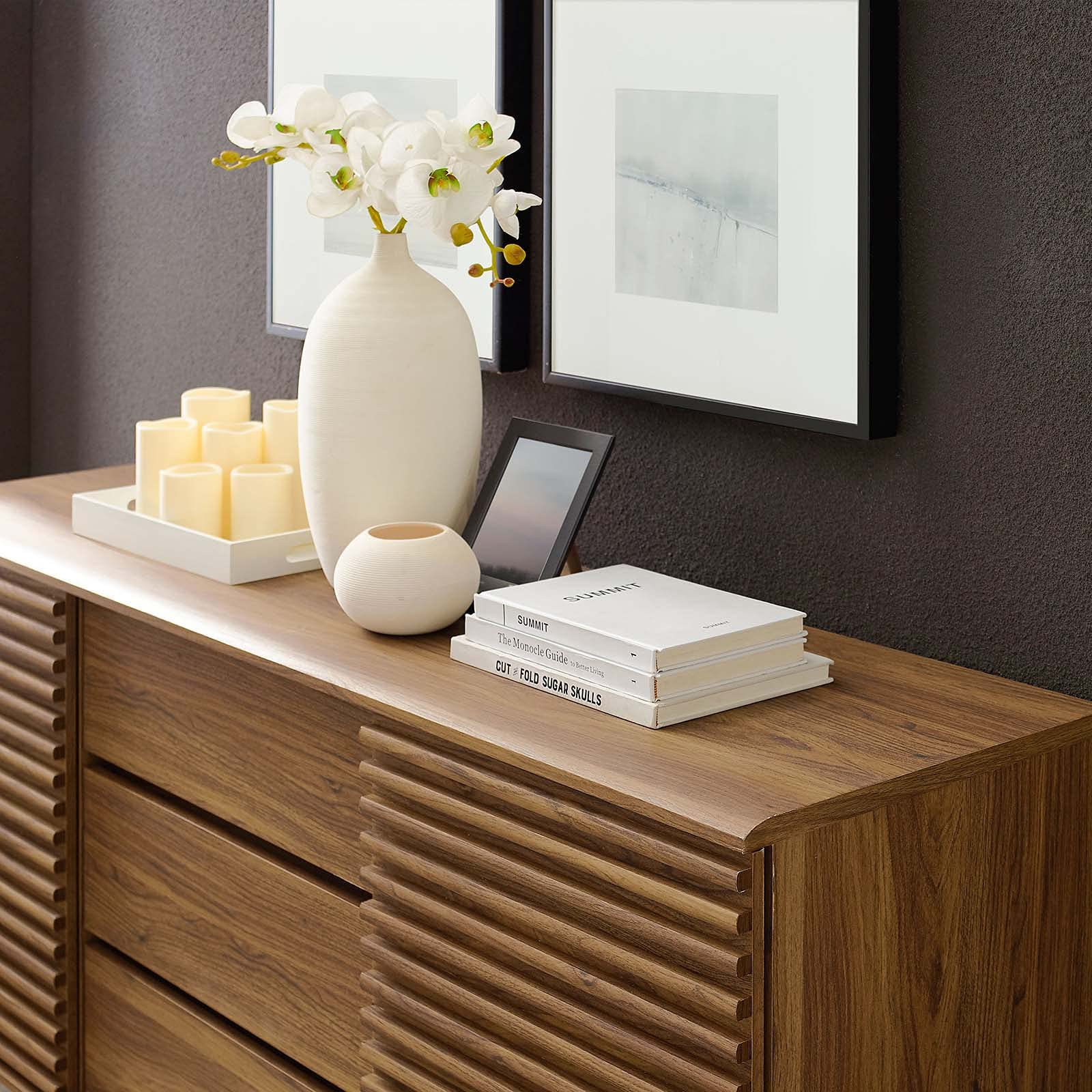 【Furniture】【BS】Carson Carrington Lagered Sideboard Buffet Table - Walnut