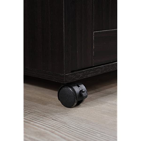 Hodedah Kitchen Island with Spice Rack, Towel Rack & Drawer, Black with Beech Top Black-beech