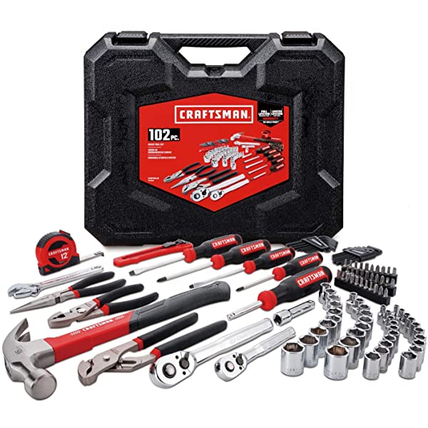 CRAFTSMAN Home Tool Kit / Mechanics Tools Kit, 57-Piece (CMMT99446) 57-Pieces Home Tool Kit