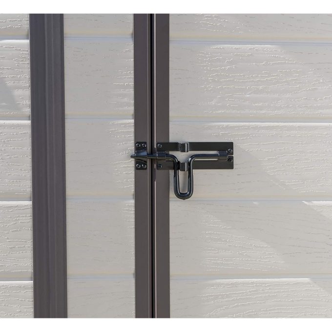 Keter Manor Outdoor Pent Single Door Garden Storage Shed 6 x 4ft Beige Brown Wood Effect Fade Free All Weather Resistant Safe And Secure Zero Maintenance 15 year Warranty