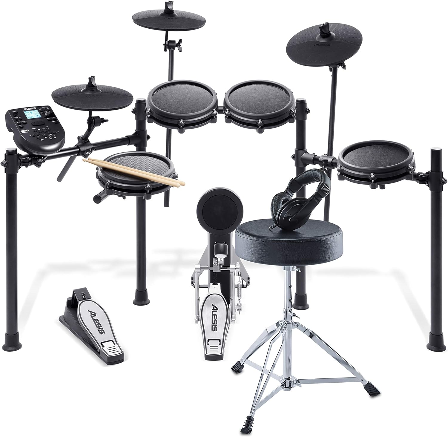 Alesis Nitro Max Kit Electric Drum Set with Quiet Mesh Pads, 10